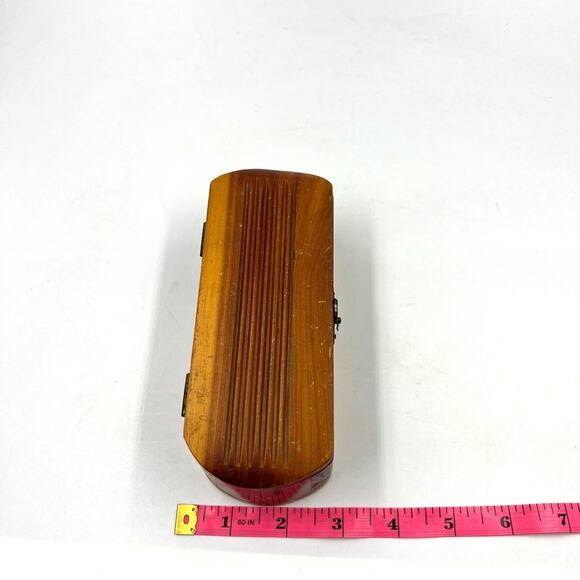 Vintage Hinge Lidded Wooden Carved Trinket Decorative Box With Latch 6 Inches - Picture 3 of 12